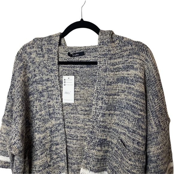 NWT Simplee Oversized Stripe Colorblock Hooded Knit Cardigan Sweater Women's M - Picture 3 of 6